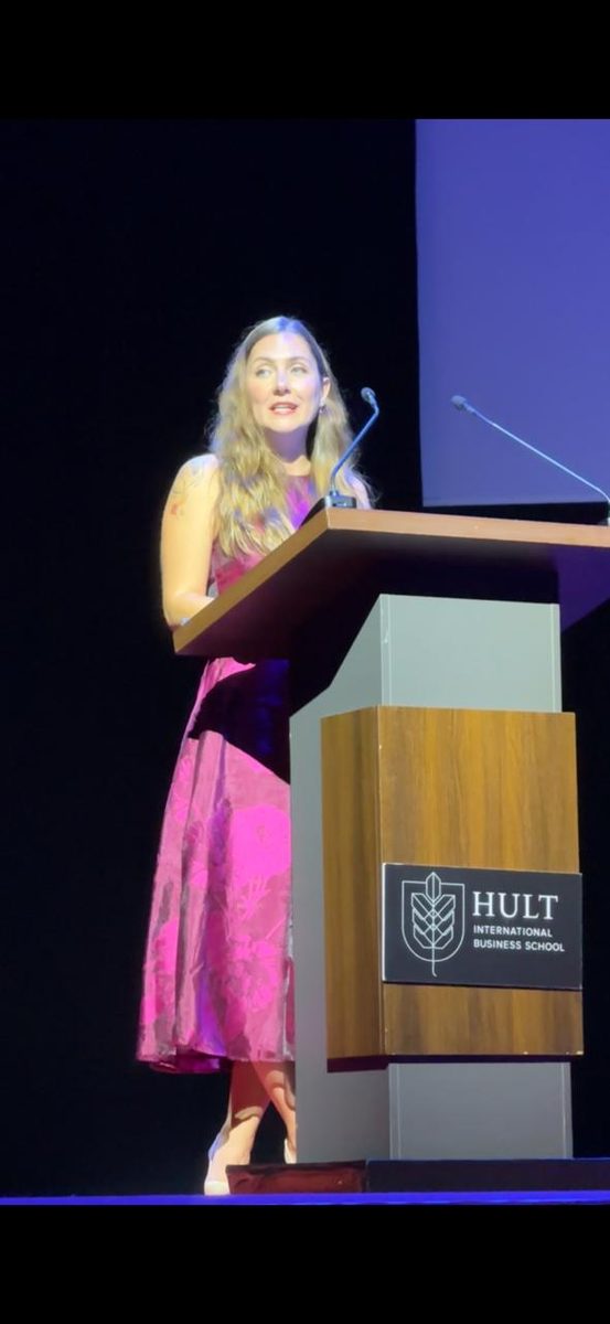 Eftal Efeçınar delivering the keynote at Hult International Business School Graduation, 2024